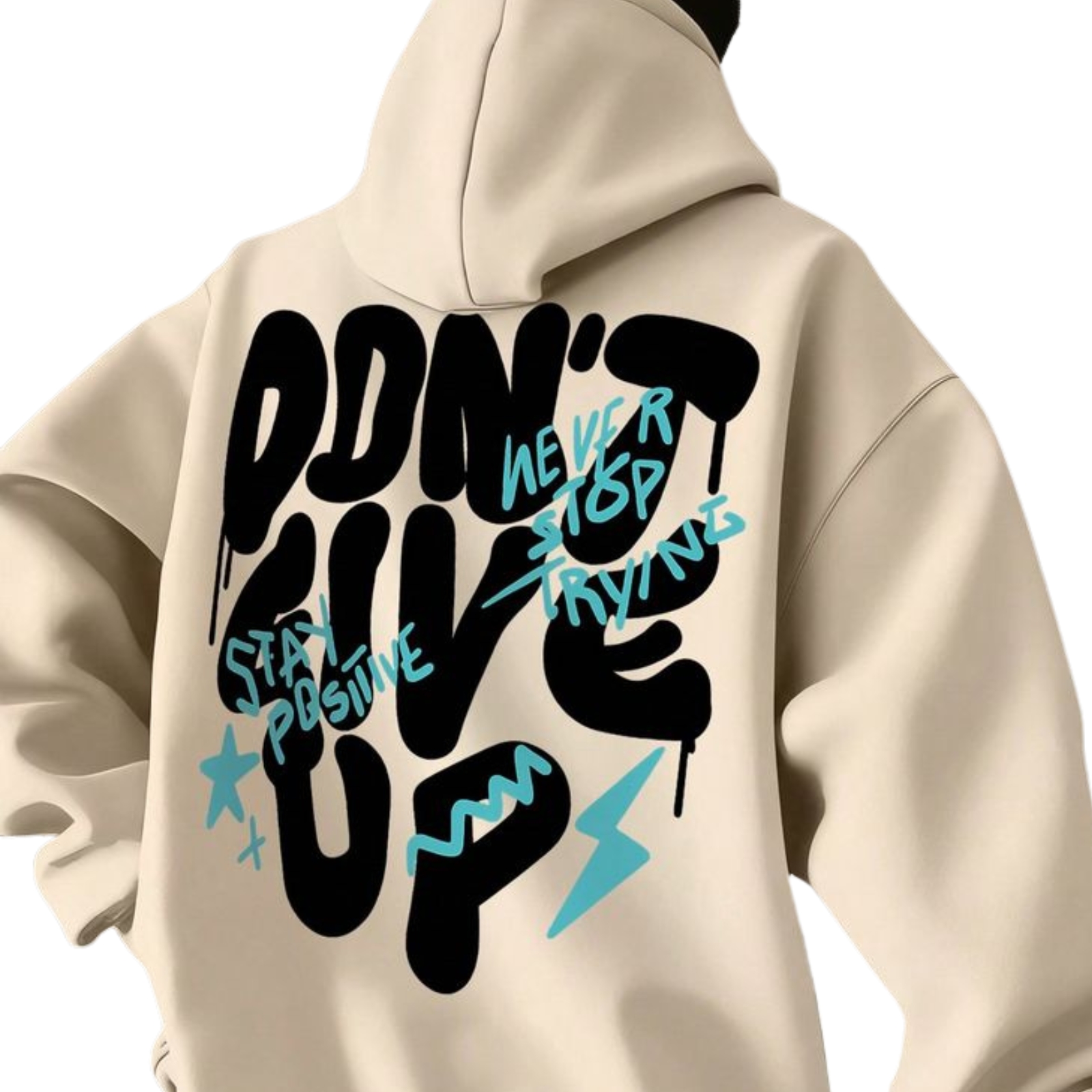 Don’t Give Up Pinterest Style Hoodie | Oversized Printed Hoodie | Shiga Enterprises | Beige
